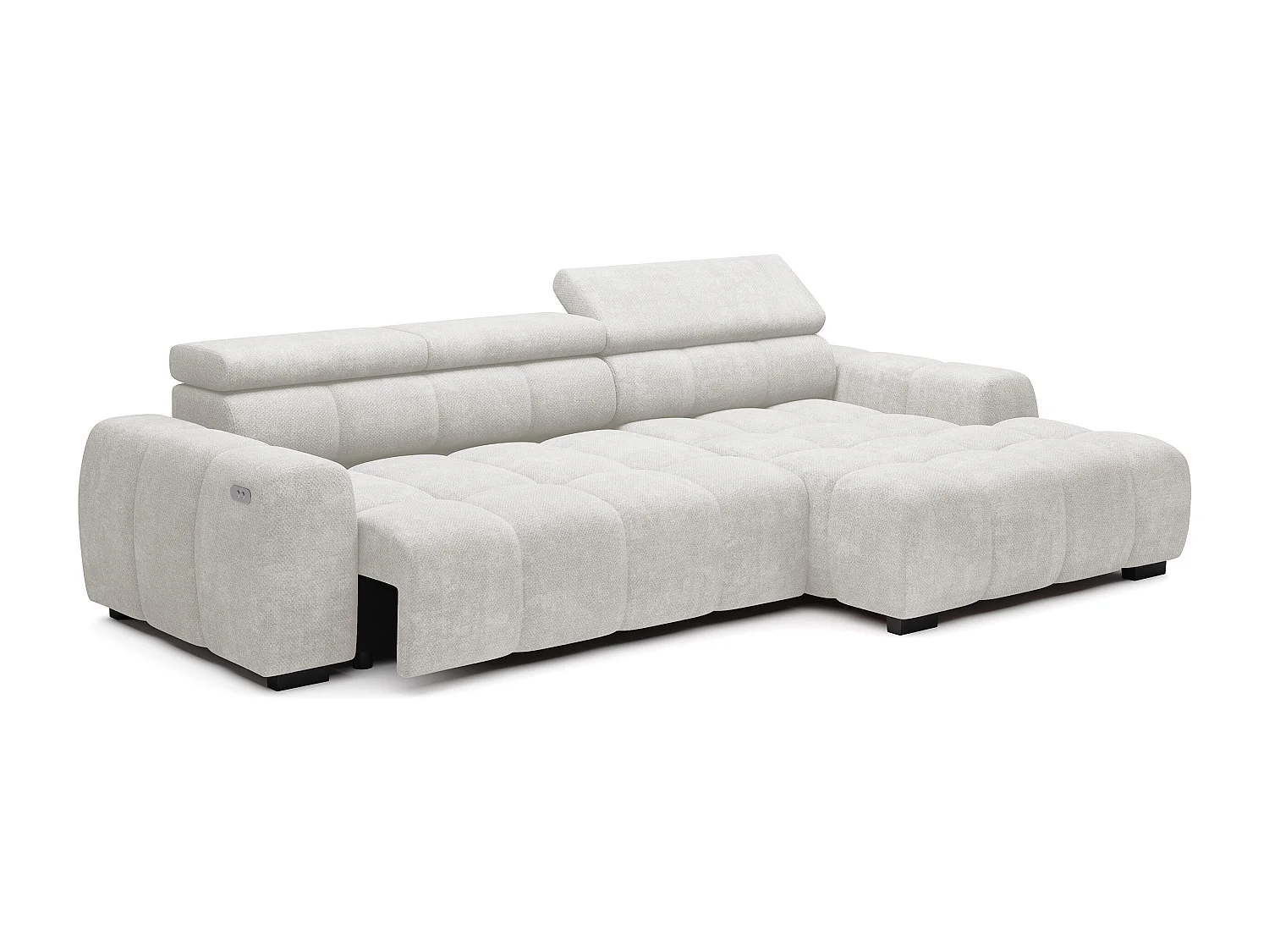 Canapé OMBO – moderne, siège réglable, sans fonction couchage, Eden, disposition gauche, 285x168x97 cm, couleur gris clair