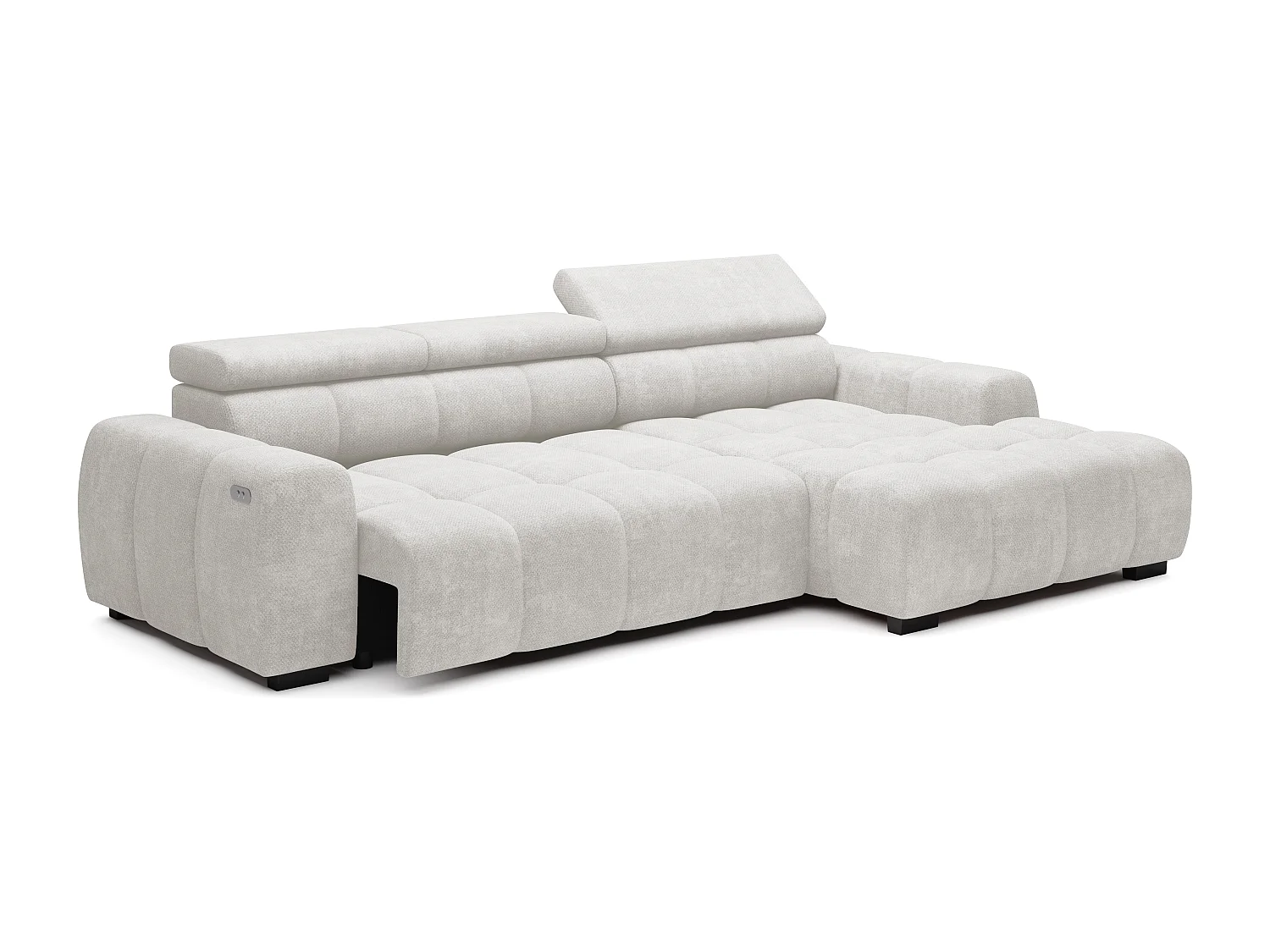 Canapé OMBO – moderne, siège réglable, sans fonction couchage, Eden, disposition droite, 285x168x97 cm, couleur gris clair