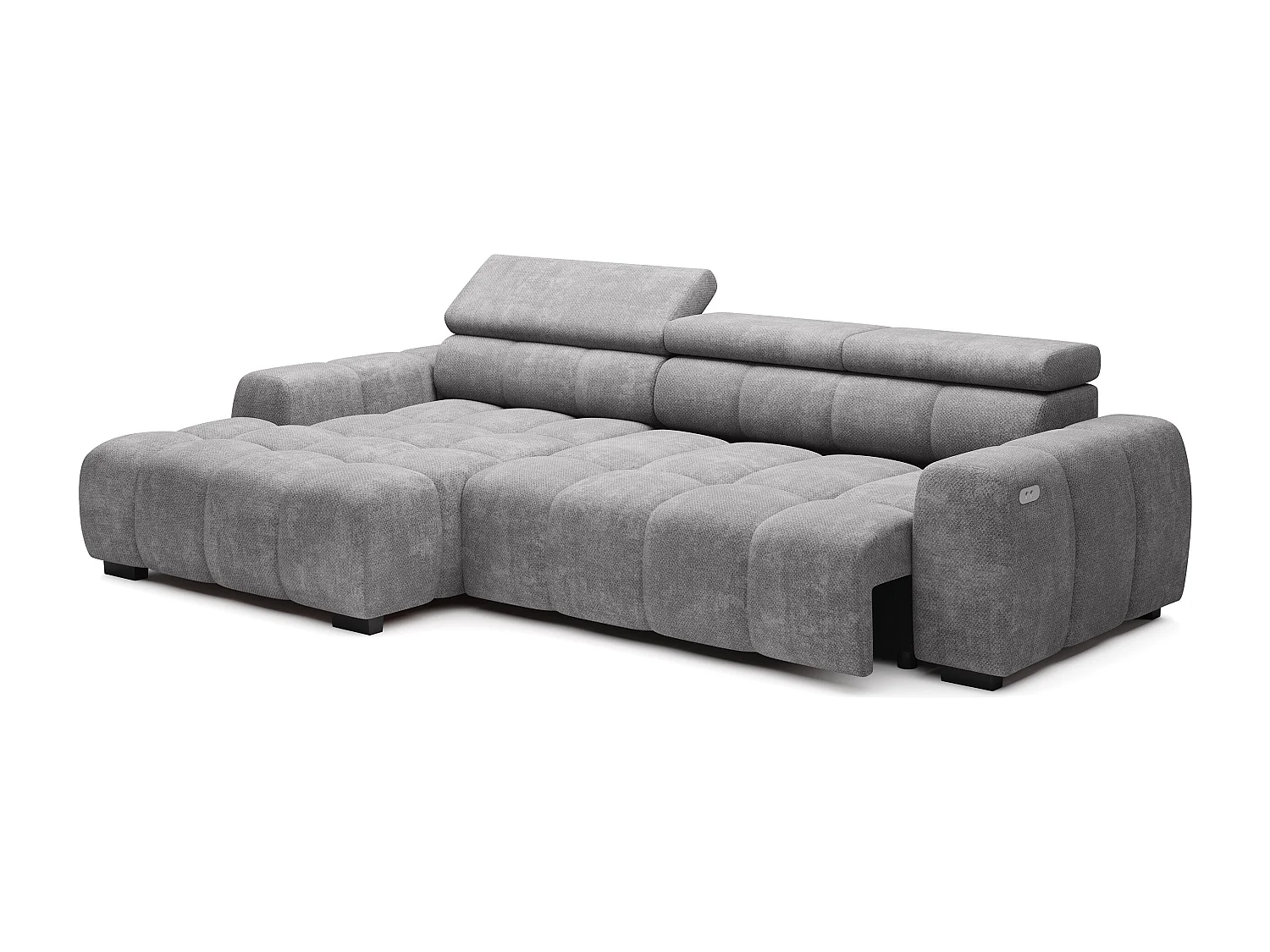 Canapé OMBO – moderne, siège réglable, sans fonction couchage, Eden, disposition gauche, 285x168x97 cm, couleur gris clair