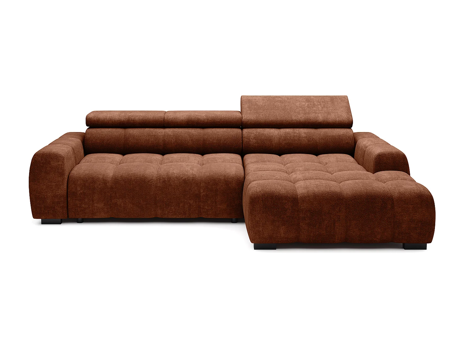 Ecksofa OMBO – modern, verstellbarer Sitz, ohne Schlafplatz, Eden, rechte Ausführung, 285x168x97 cm, Farbe Braun