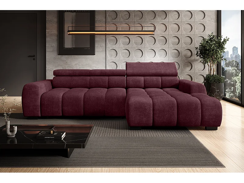 Canapé OMBO – moderne, siège réglable, sans fonction couchage, Eden, disposition droite, 285x168x97 cm, couleur violet