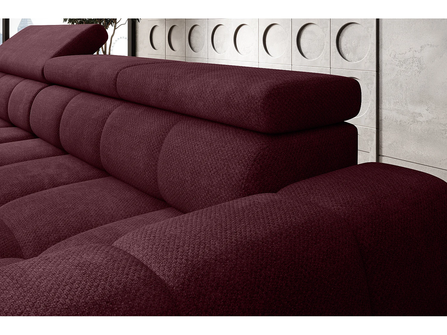 Canapé OMBO – moderne, siège réglable, sans fonction couchage, Eden, disposition droite, 285x168x97 cm, couleur violet