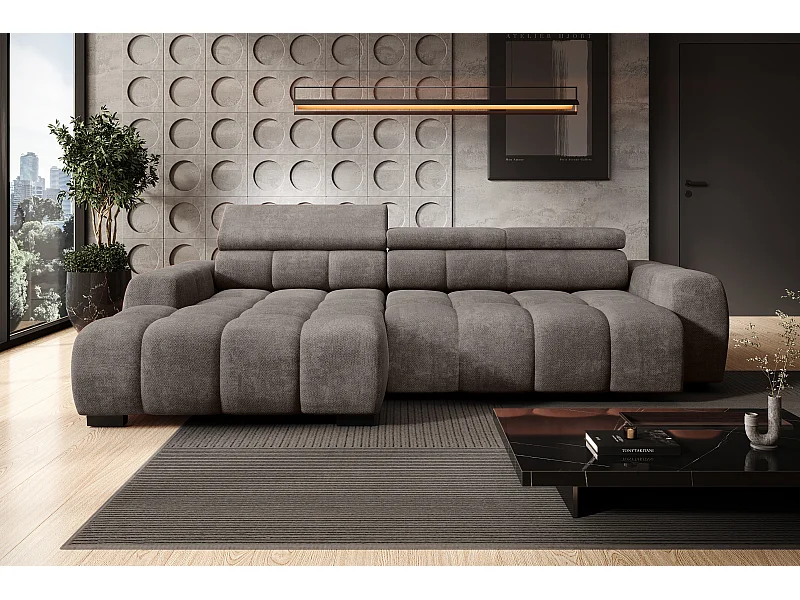 Canapé OMBO – moderne, siège réglable, sans fonction couchage, Eden, disposition gauche, 285x168x97 cm, couleur gris