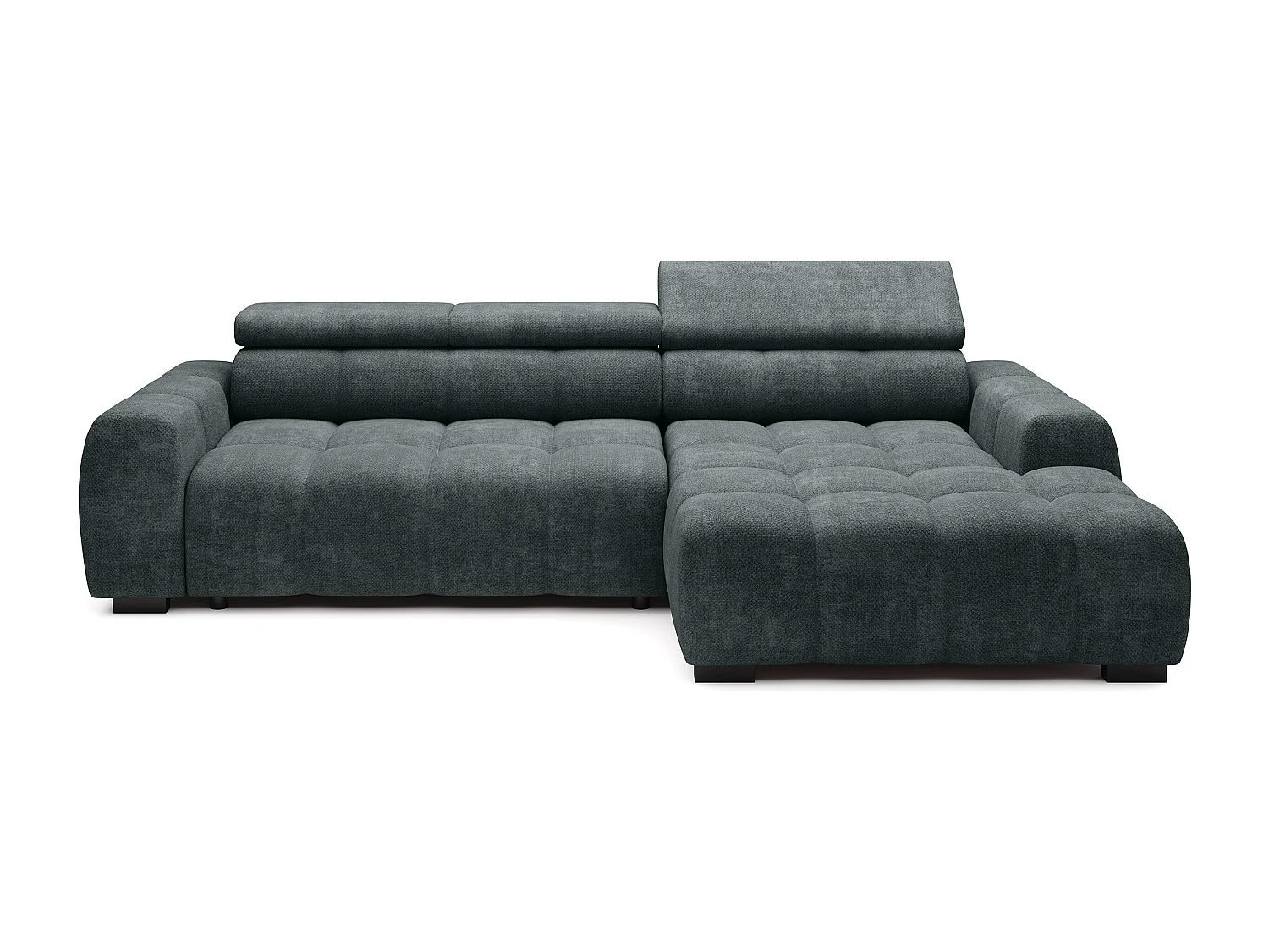 Ecksofa OMBO – modern, verstellbarer Sitz, ohne Schlafplatz, Eden, rechte Ausführung, 285x168x97 cm, Farbe Türkis