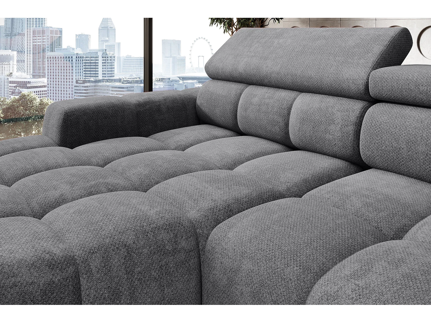 Canapé OMBO – moderne, siège réglable, sans fonction couchage, Eden, disposition gauche, 285x168x97 cm, couleur gris anthracite