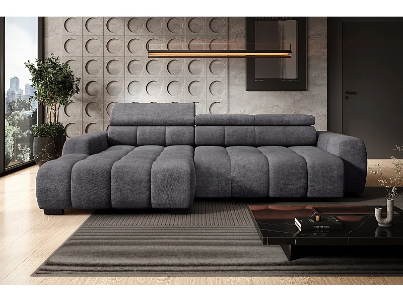 Hoekbank OMBO – modern, verstelbare zitting, zonder slaapfunctie, Eden, linkeropstelling, 285x168x97 cm, kleur antraciet