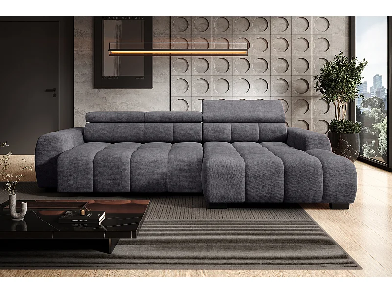 Canapé OMBO – moderne, siège réglable, sans fonction couchage, Eden, disposition droite, 285x168x97 cm, couleur anthracite