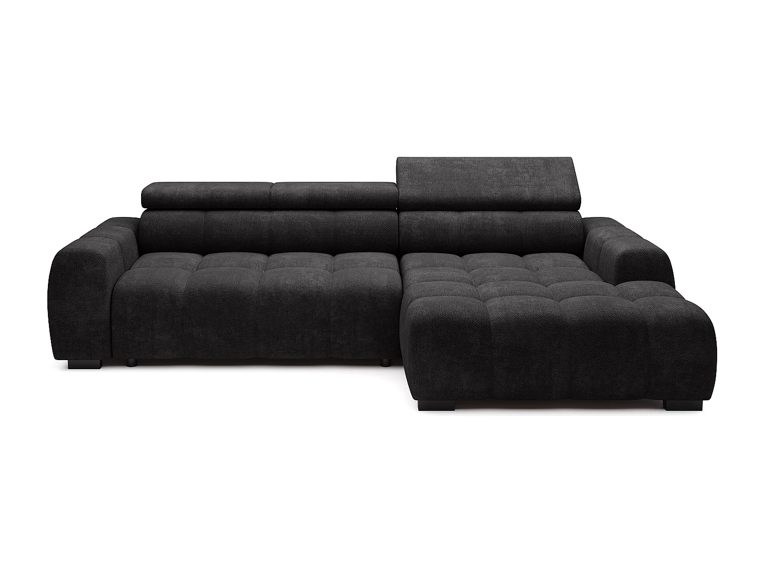 Canapé OMBO – moderne, siège réglable, sans fonction couchage, Eden, disposition droite, 285x168x97 cm, couleur noir