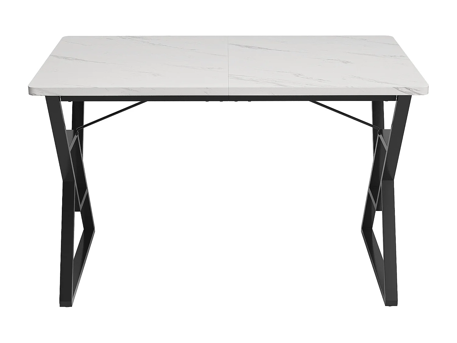 Grupo de sala de jantar de 5 peças, mesa 119x70 cm, 4 cadeiras de couro PU, pernas de ferro, preto