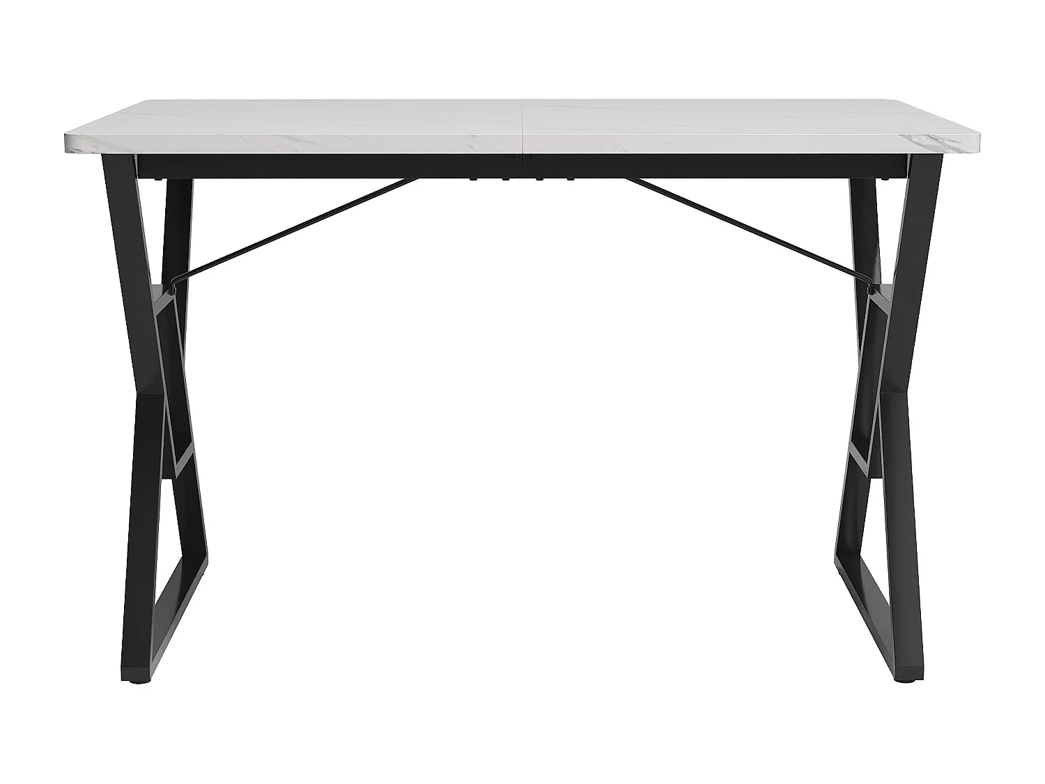 Grupo de sala de jantar de 5 peças, mesa 119x70 cm, 4 cadeiras de couro PU, pernas de ferro, preto