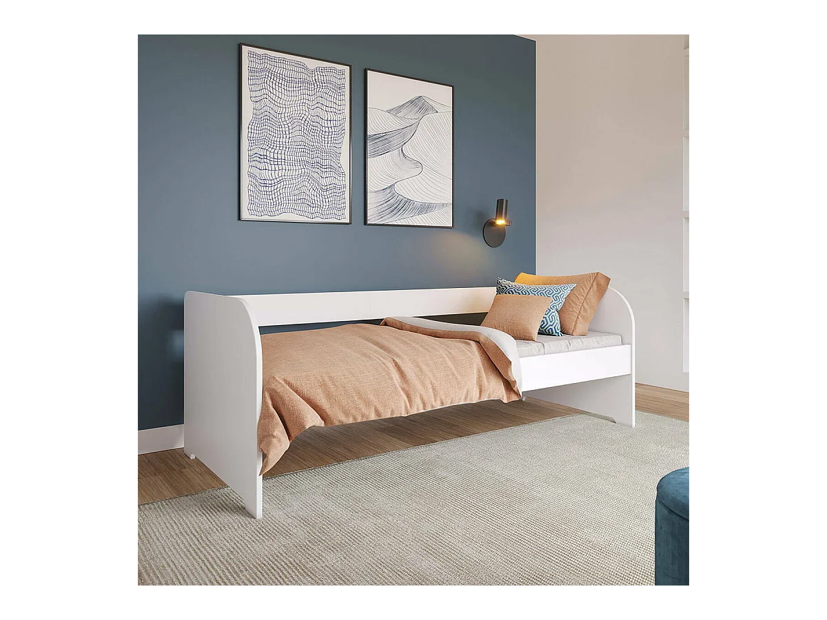 Lit banquette 80x200 cm bois massif blanc EZRA