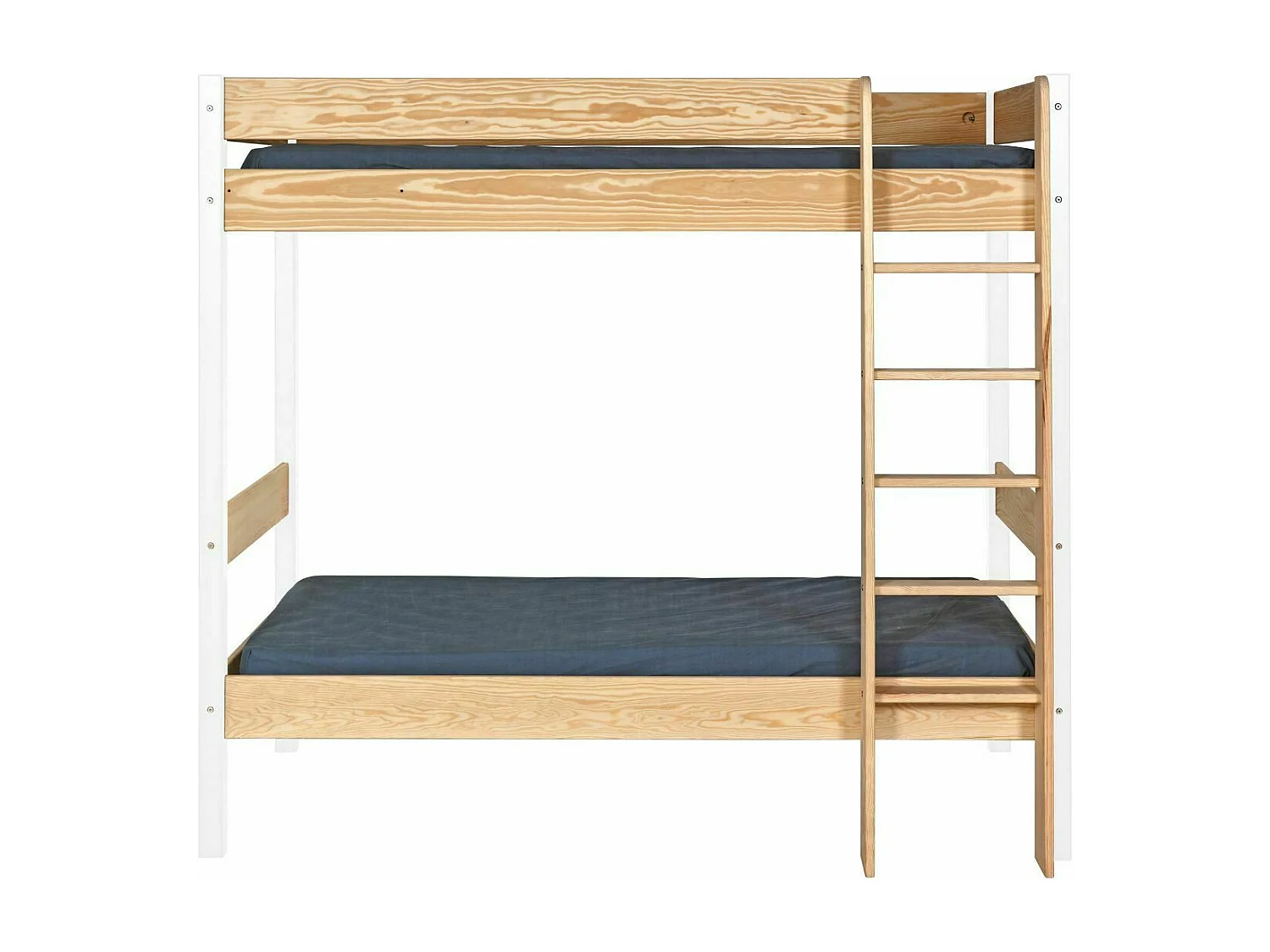 Lit superposé 90x190 cm bois massif blanc et bois CLEM