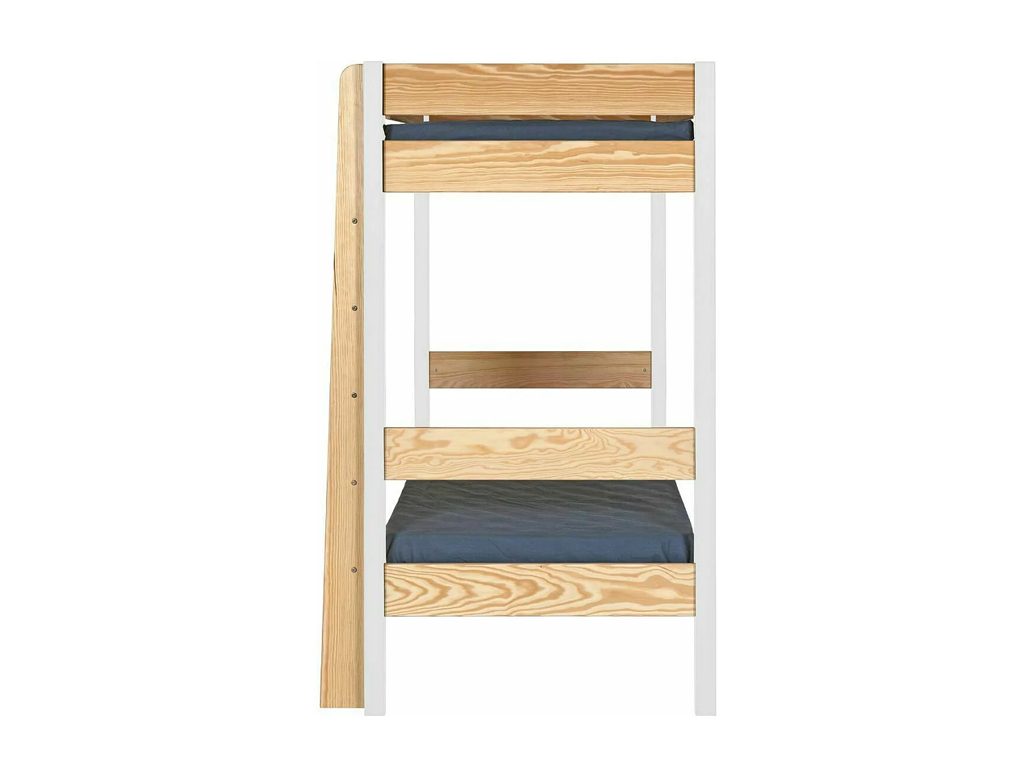 Lit superposé 90x190 cm bois massif blanc et bois CLEM