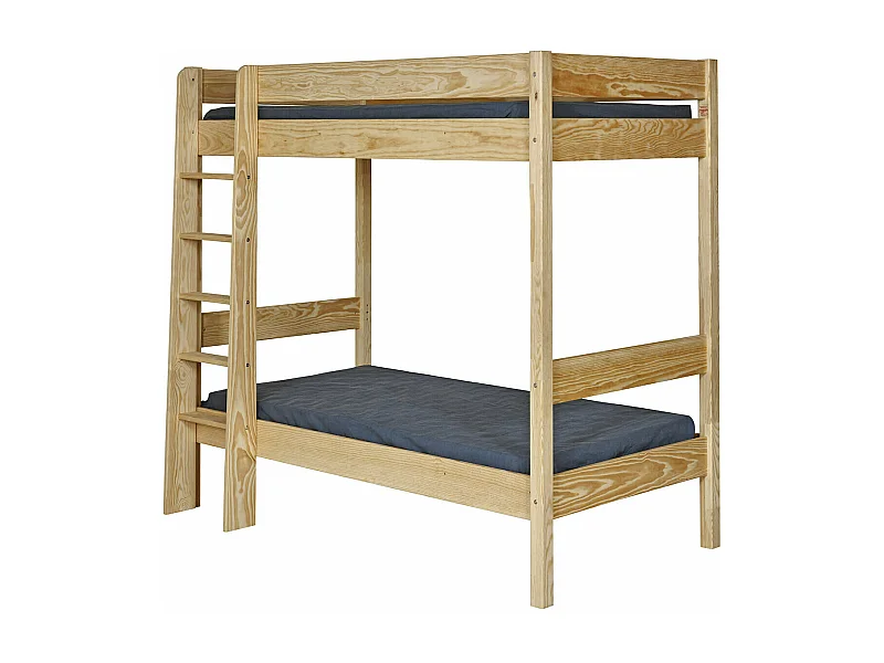 Lit superposé 90x190 cm bois massif bois naturel CLEM