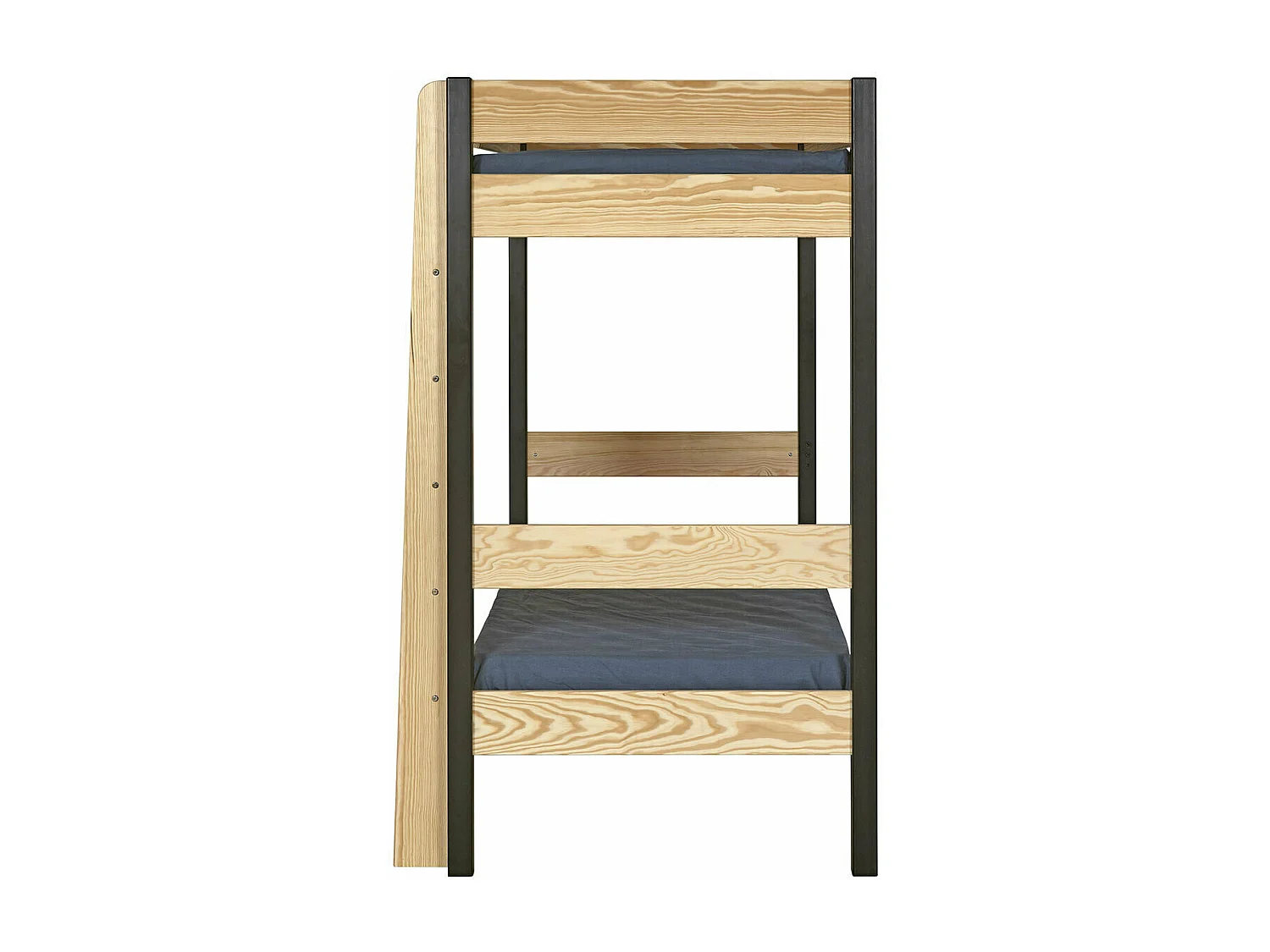 Lit superposé 90x190 cm bois massif noir et bois CLEM