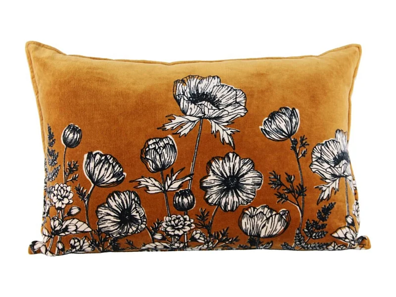 Coussin en velours fleuri