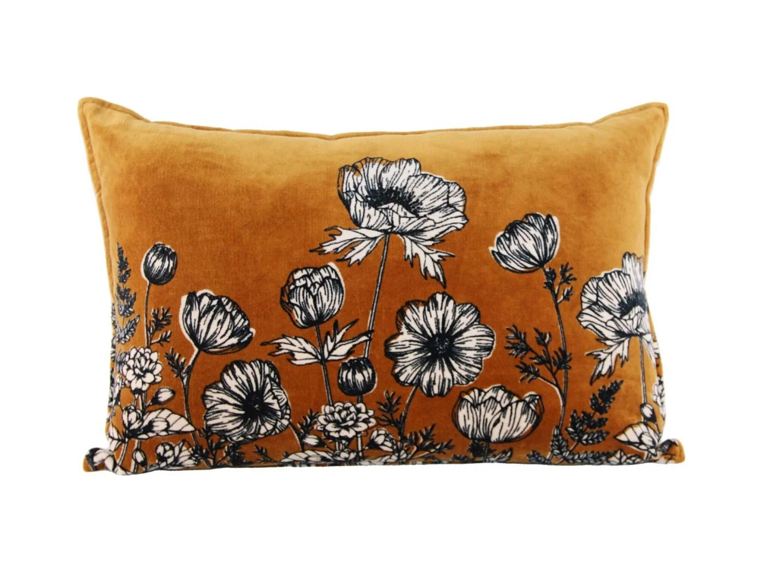 Coussin en velours fleuri