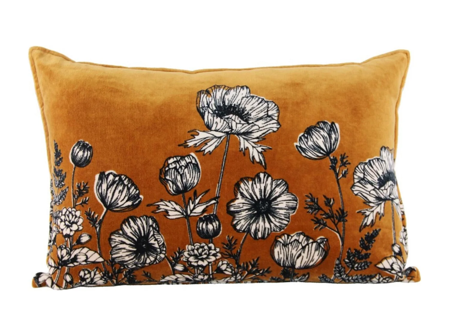 Coussin en velours fleuri