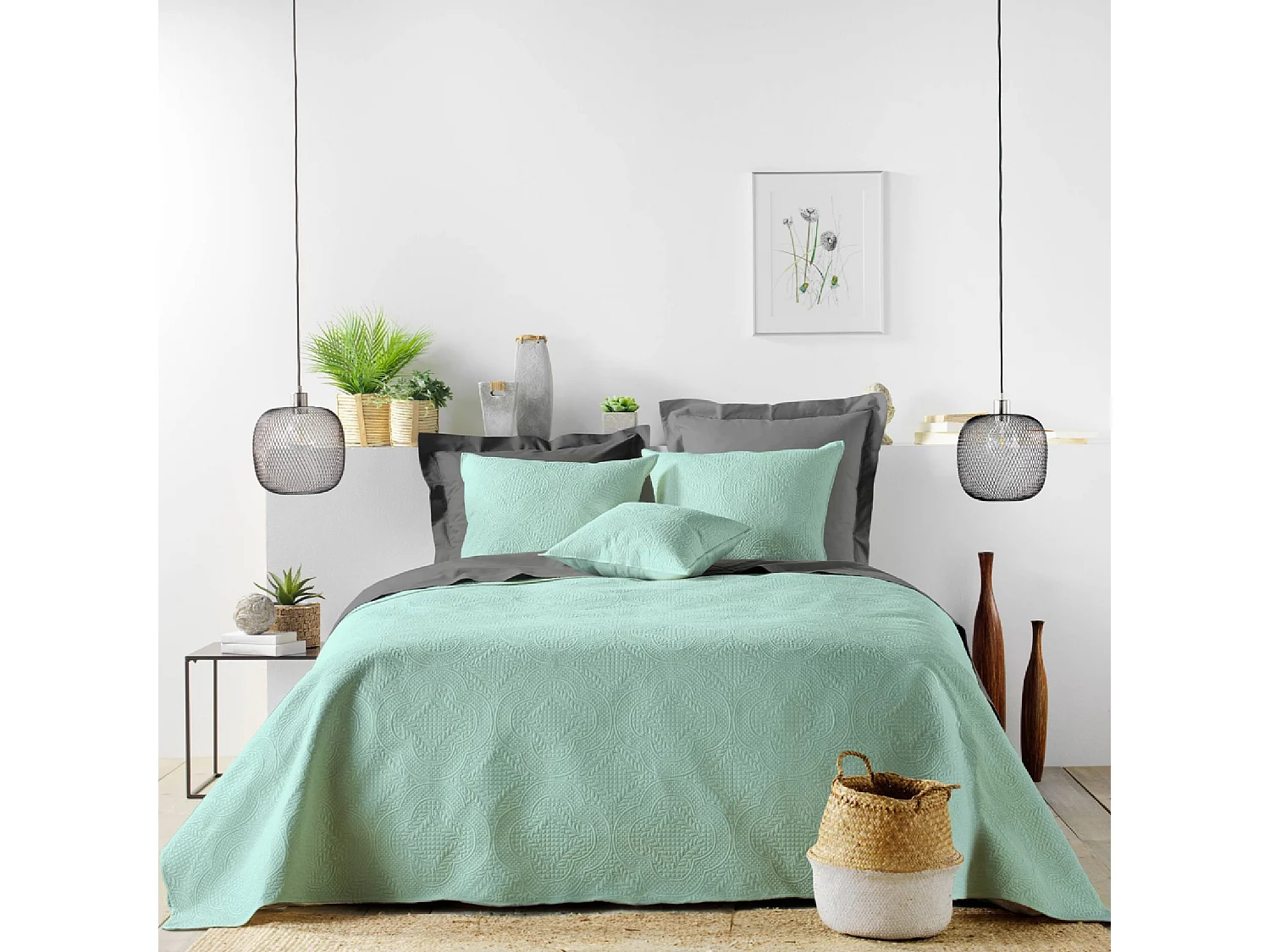 Cubre Cama Acolchado y 2 Fundas de Almohada Romane