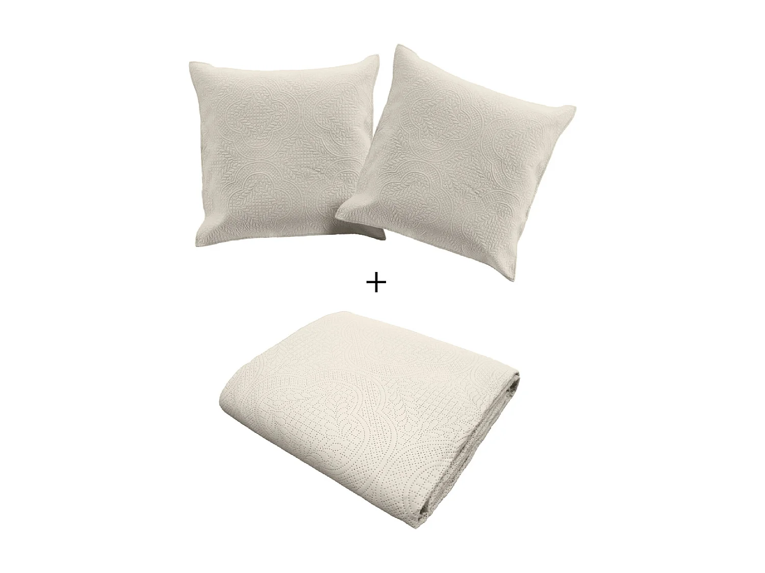 Couvre-Lit Matelassé et 2 Taies d'Oreiller Romane