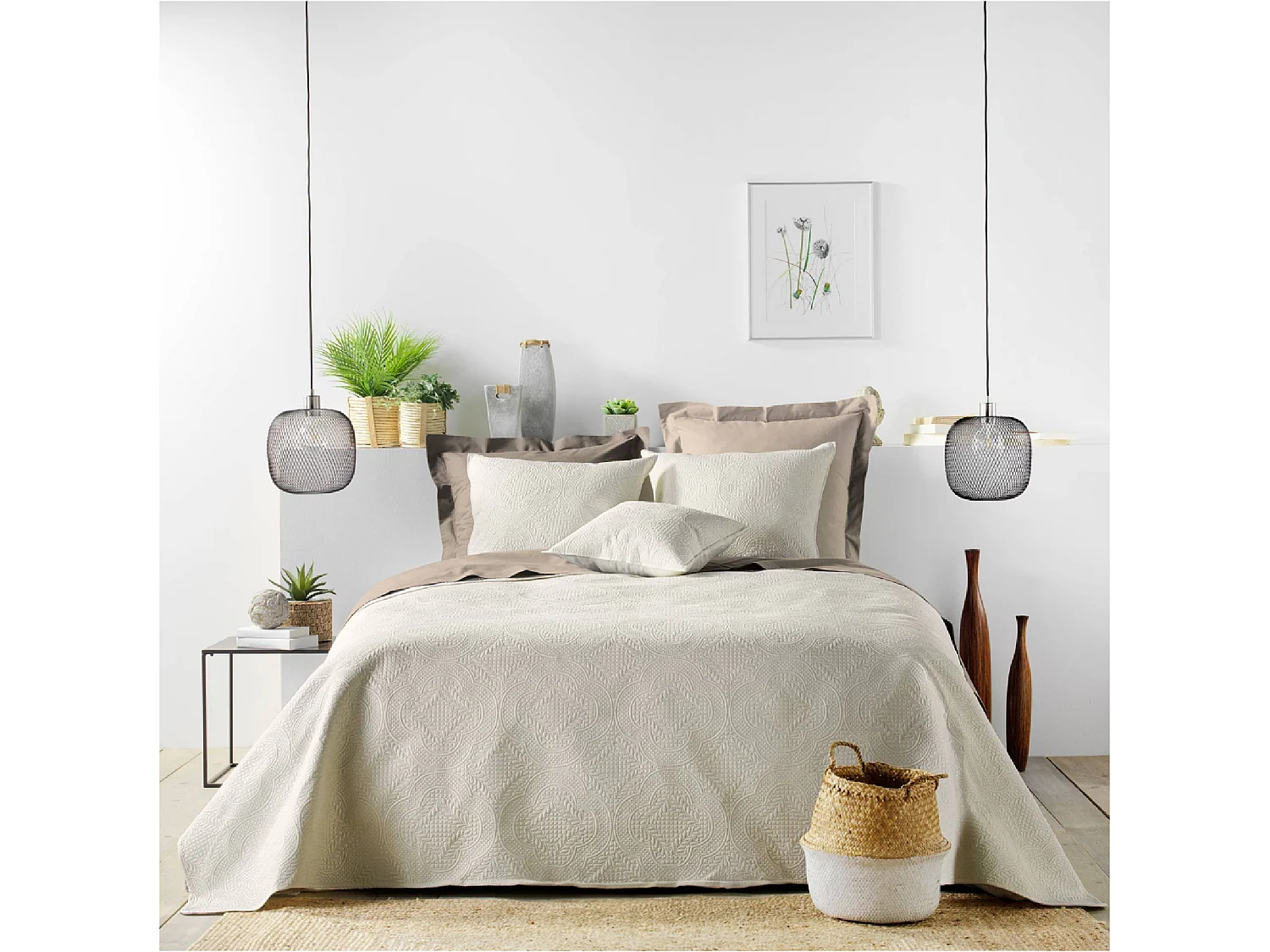 Cubre Cama Acolchado y 2 Fundas de Almohada Romane