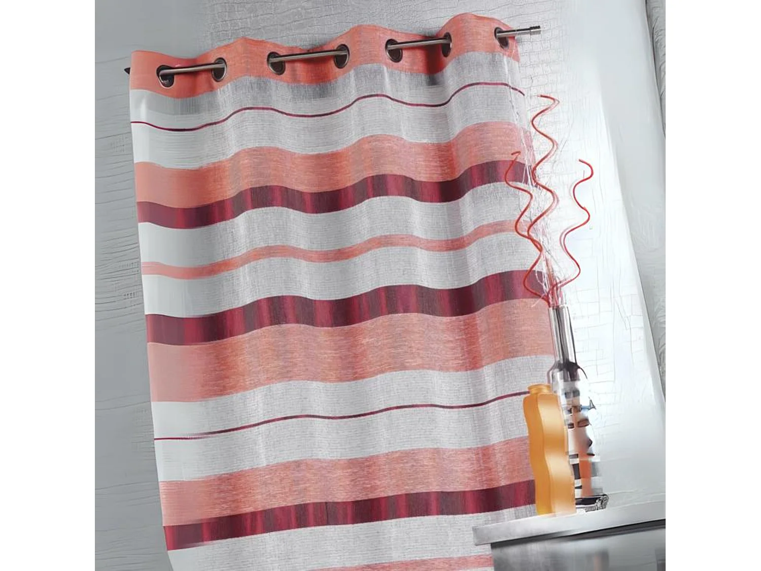 Voilage en Etamine avec Rayures bayadères horizontales