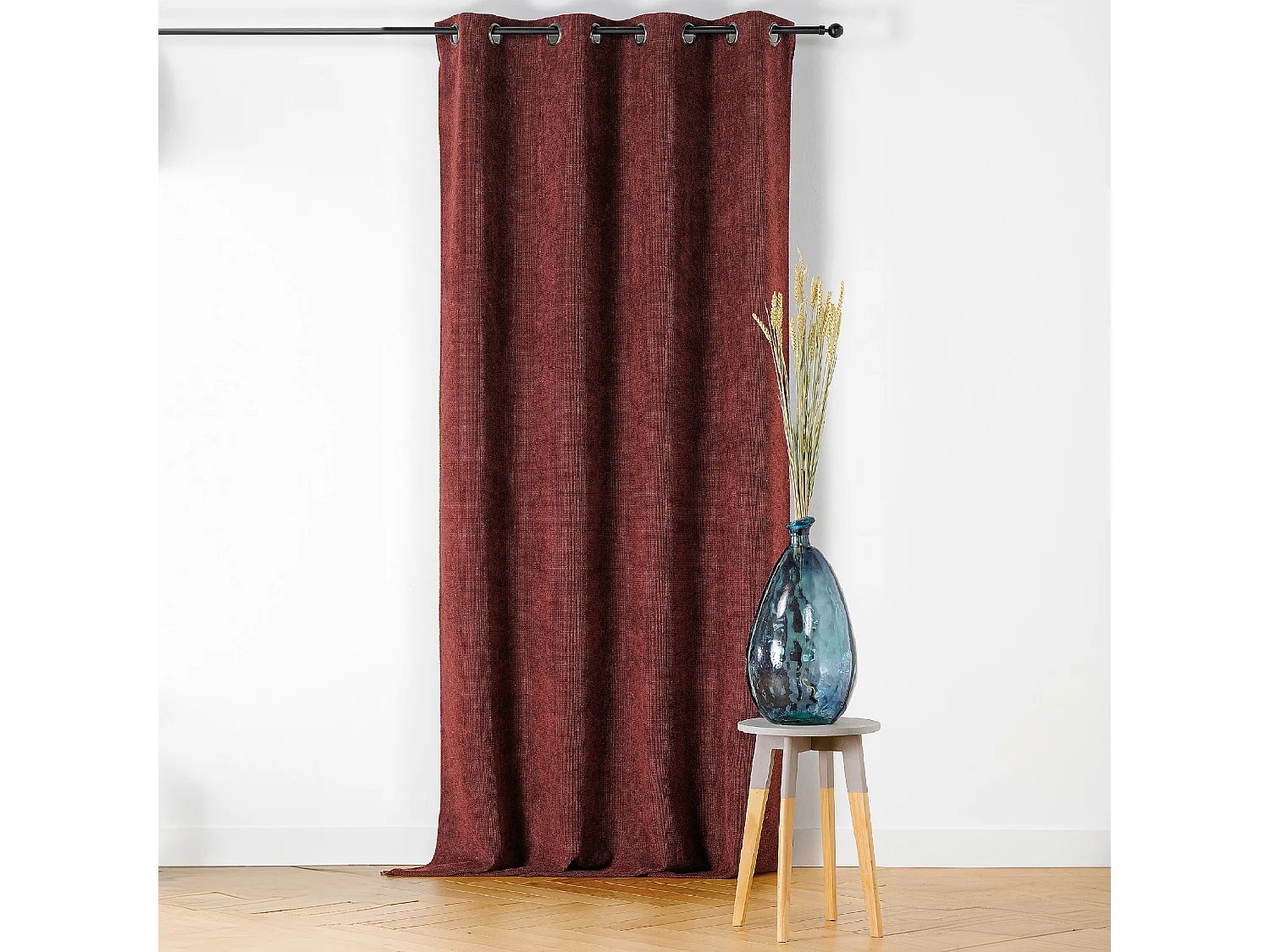 Ösenvorhang Uni mit Mélange-Effekt 145 x 260 cm