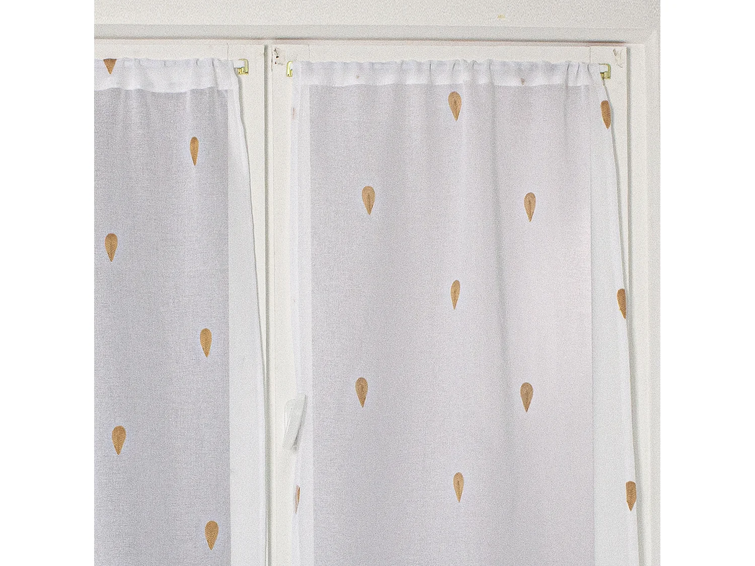 Paire de Voilages Brodés "Telline" 60x160cm Miel