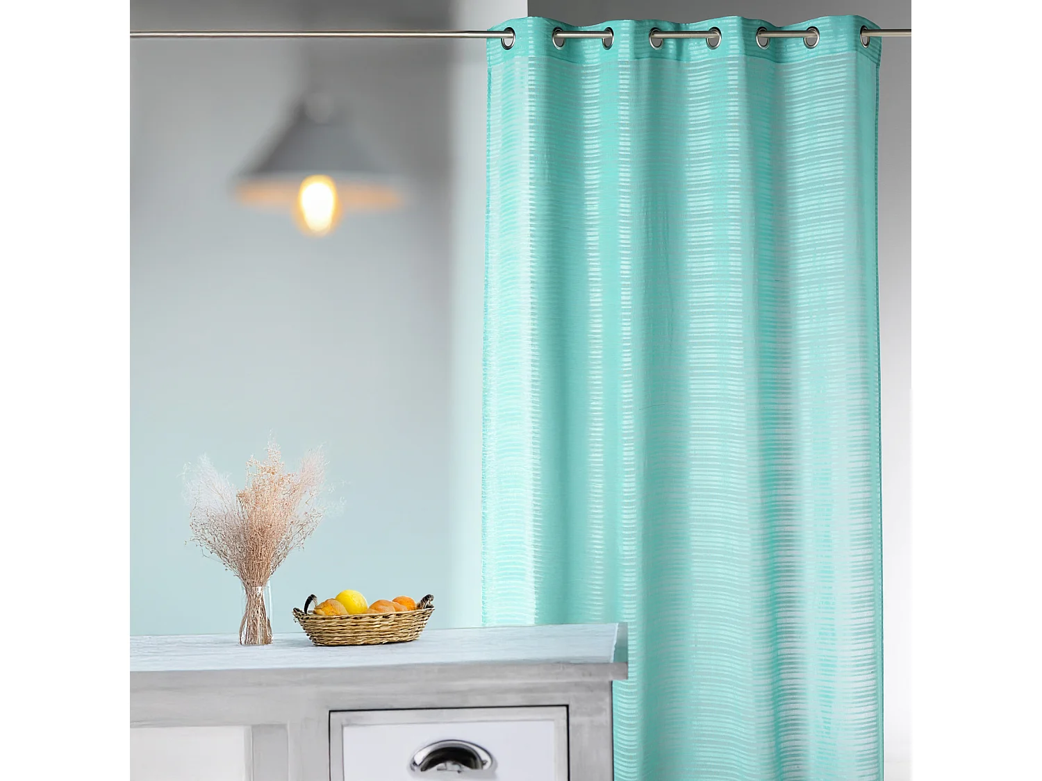 Voilage fantaisie à rayures horizontales "Joyeux"