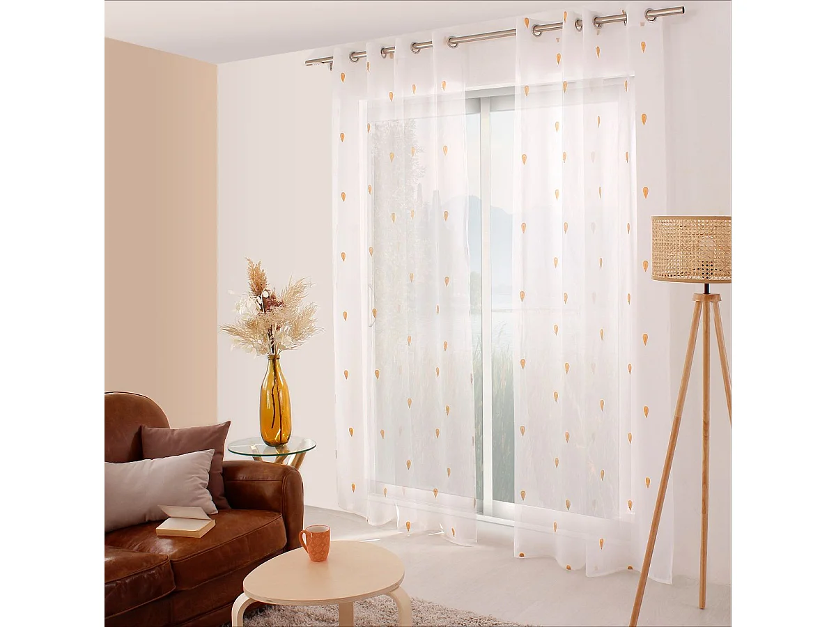 Rideau Voilage Brodé "Telline" 140x240cm Miel