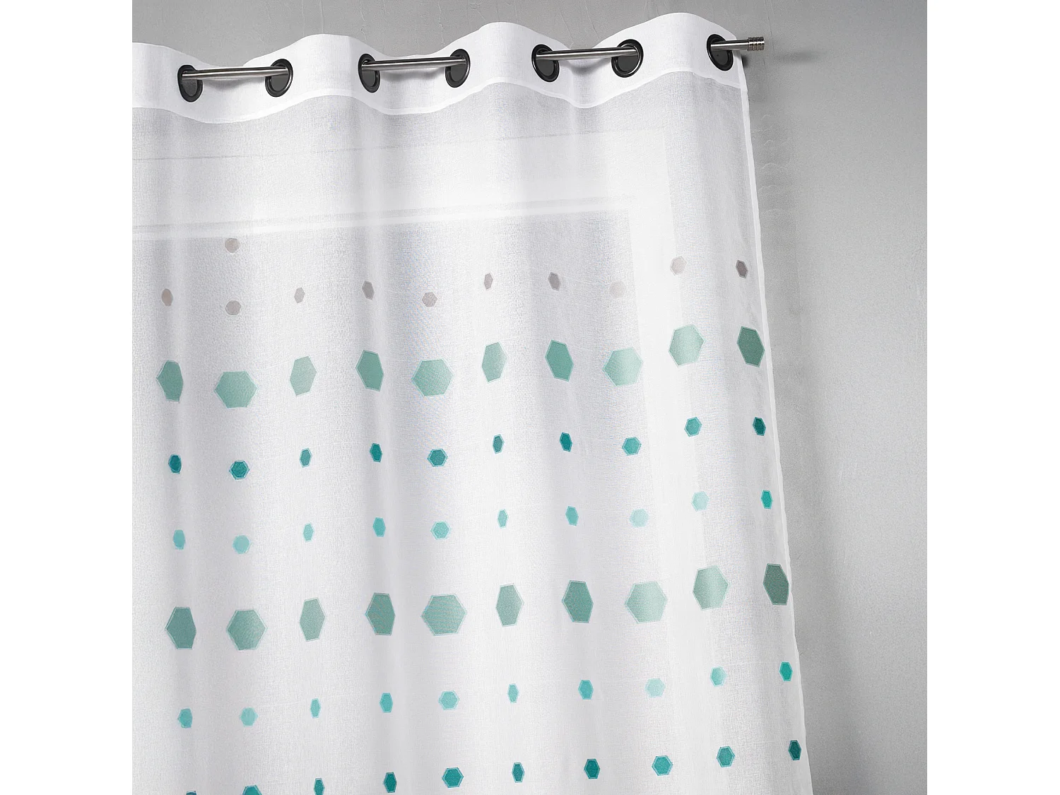 Visillo en jacquard con estampado hexagonal