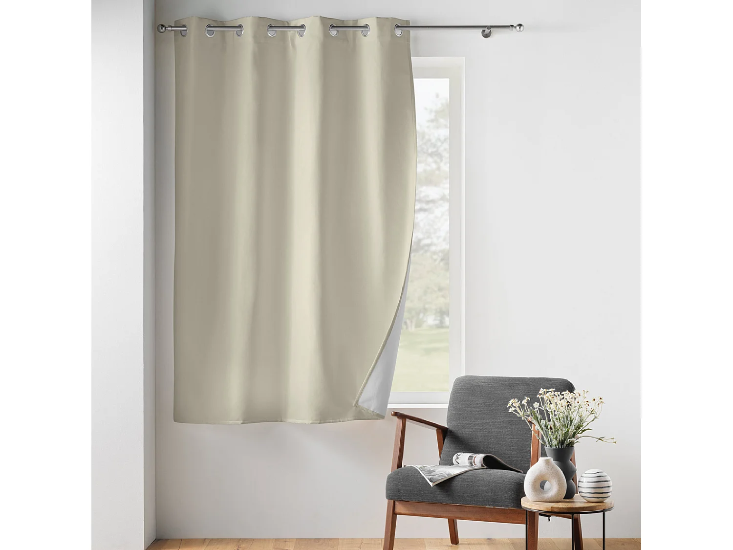 Rideau Isolant Thermique "Micropolar" 135x180cm Lin