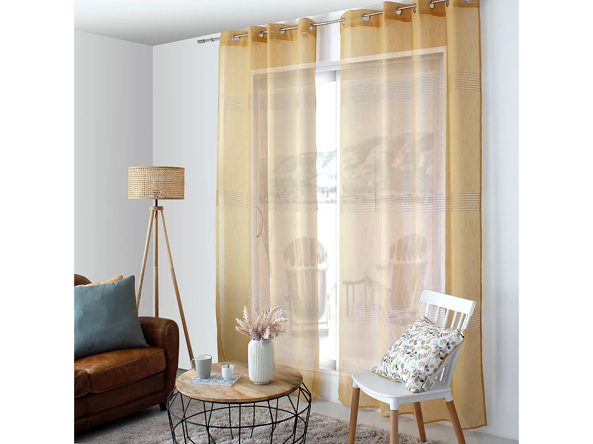 Rideau Voilage à Œillets "Mia" 140x240cm Ocre