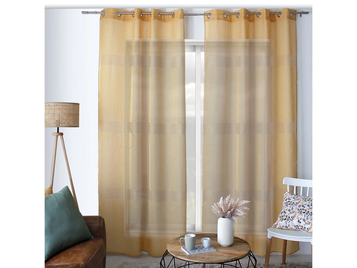 Rideau Voilage à Œillets "Mia" 140x240cm Ocre