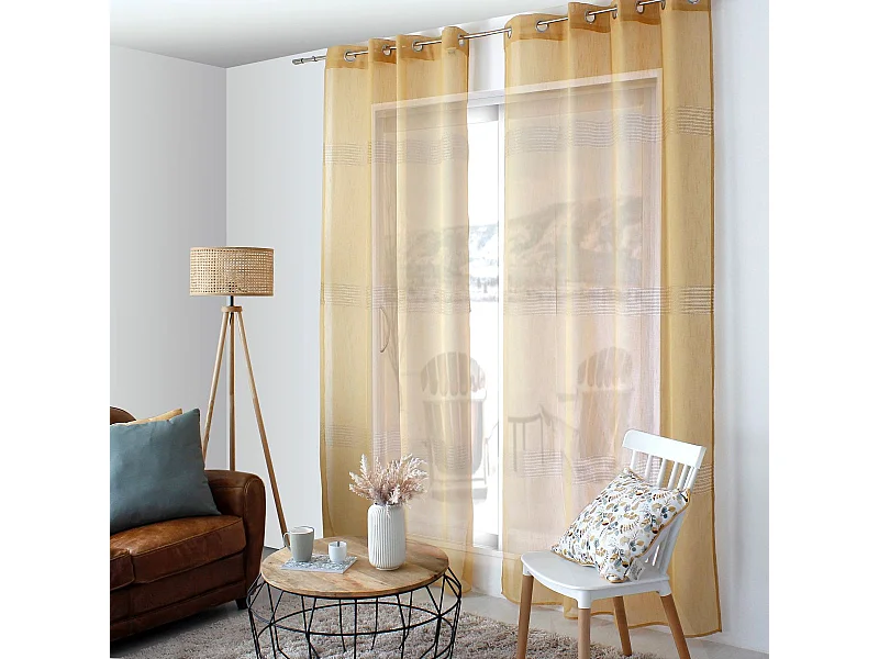 Rideau Voilage à Œillets "Mia" 140x240cm Ocre