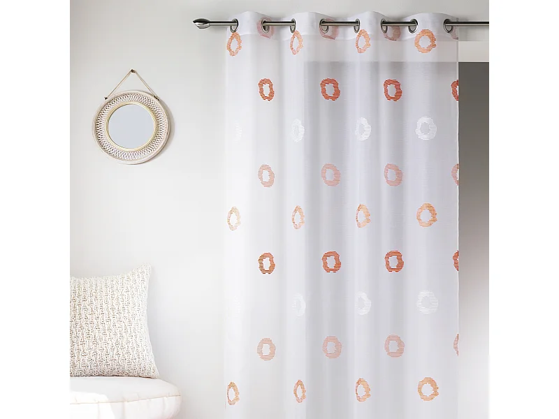 Visillo en Estameña Ligera Estampado Círculo