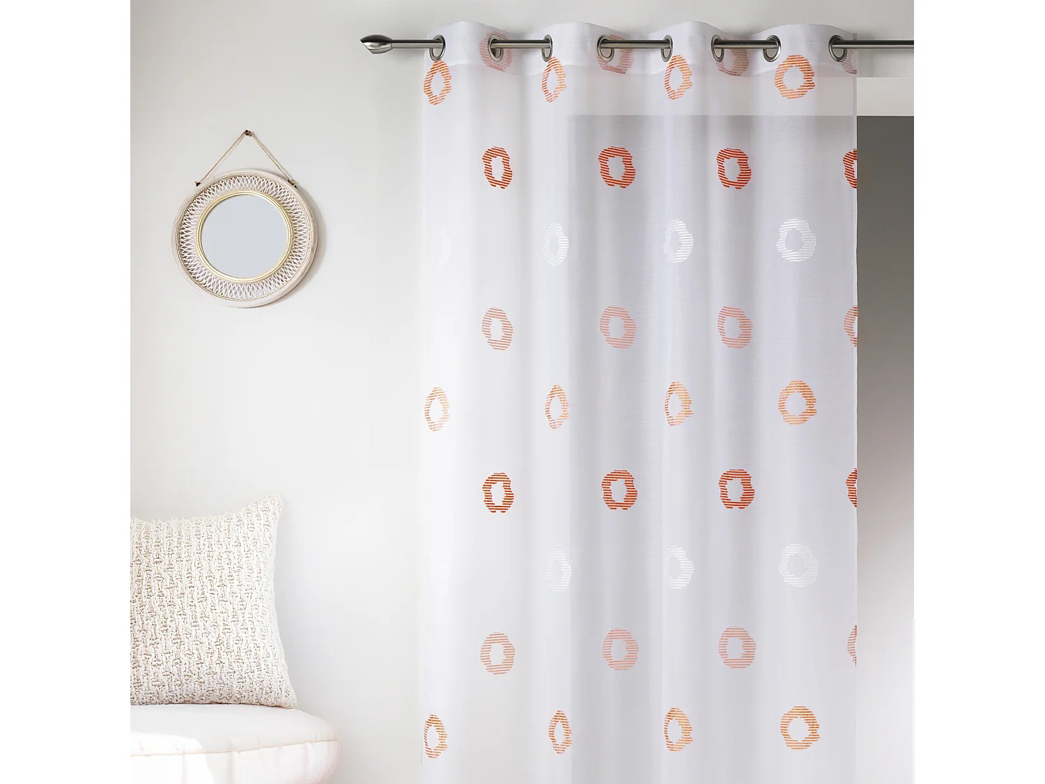 Voilage en Etamine Légère à Imprimés "Cercle"