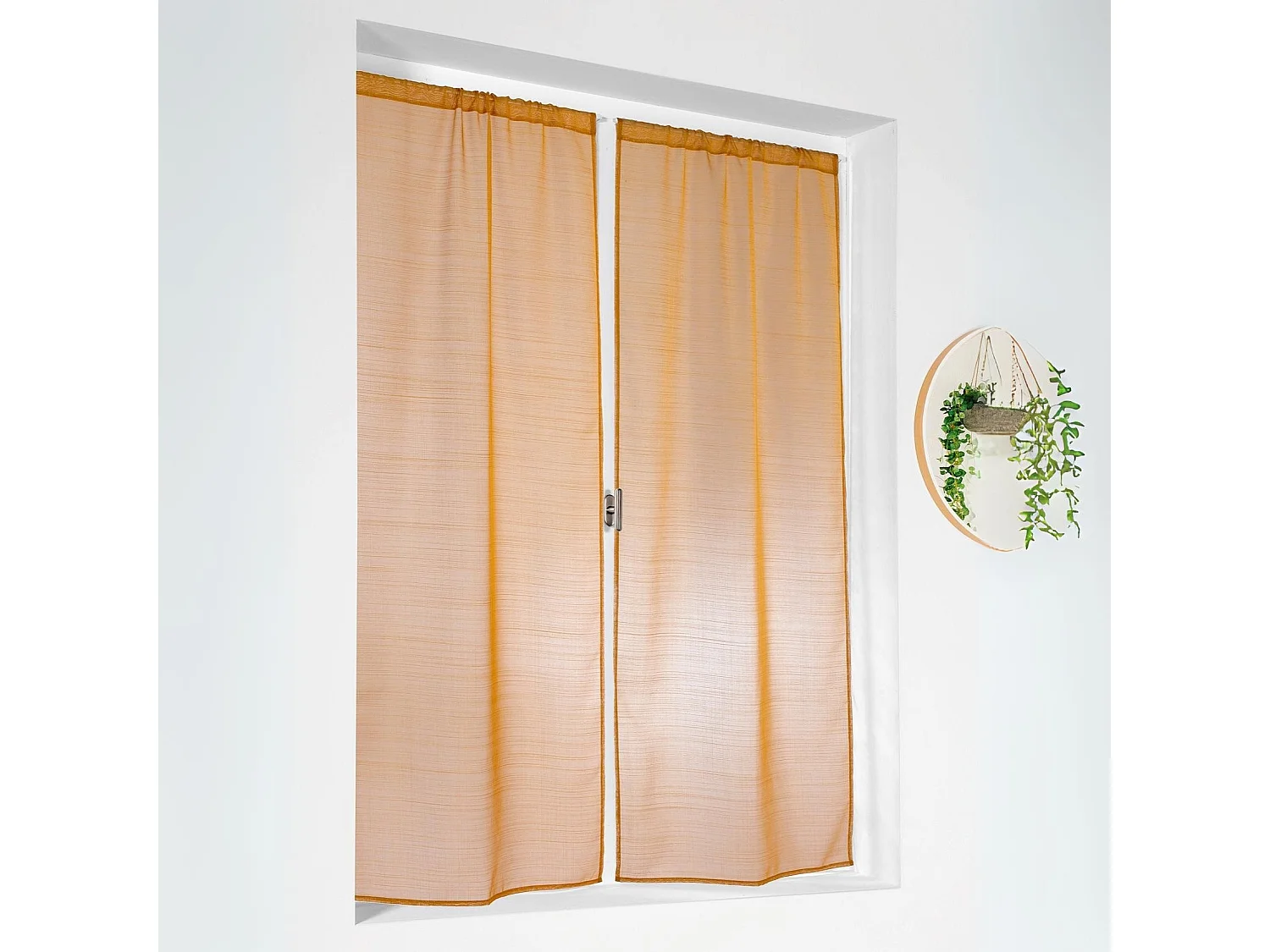 Paire de petits voilages droits en étamine givrée