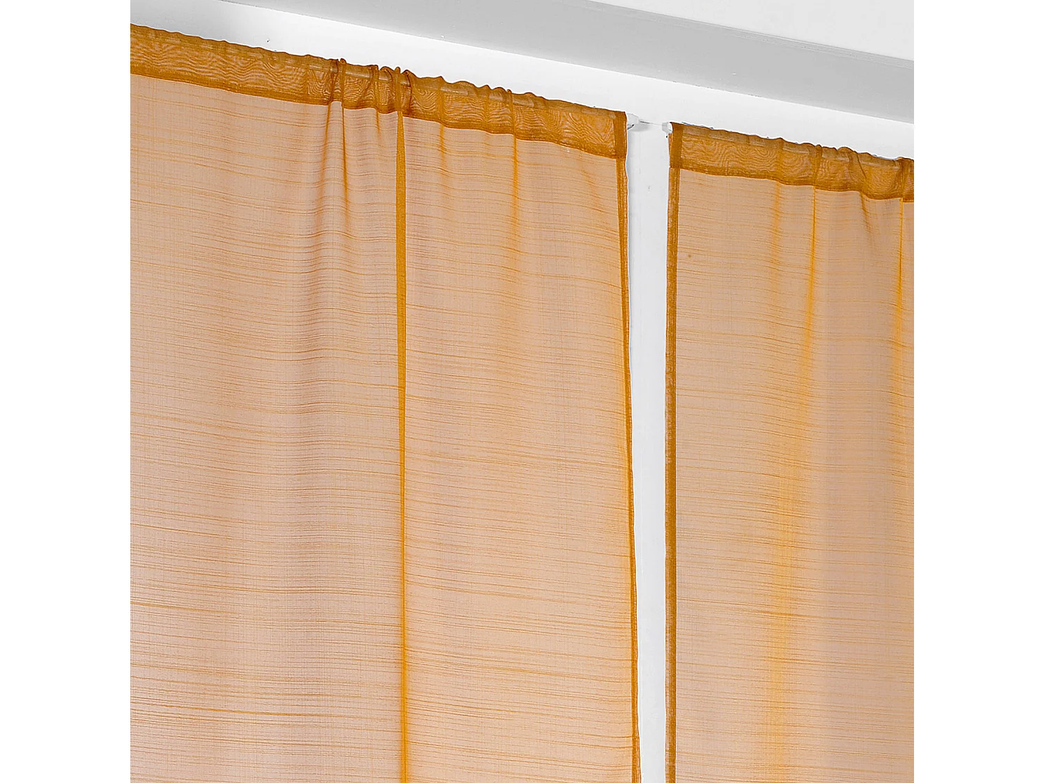 Paire de petits voilages droits en étamine givrée