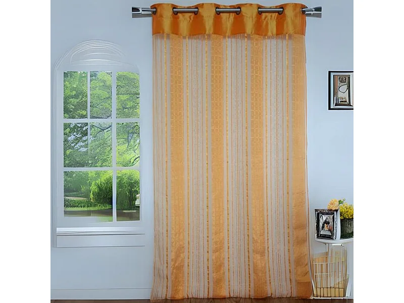 Voilage Safran à Fines Rayures