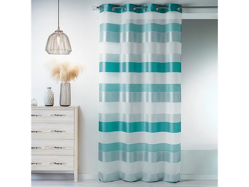 Voilage fantaisie tissée à rayures horizontales