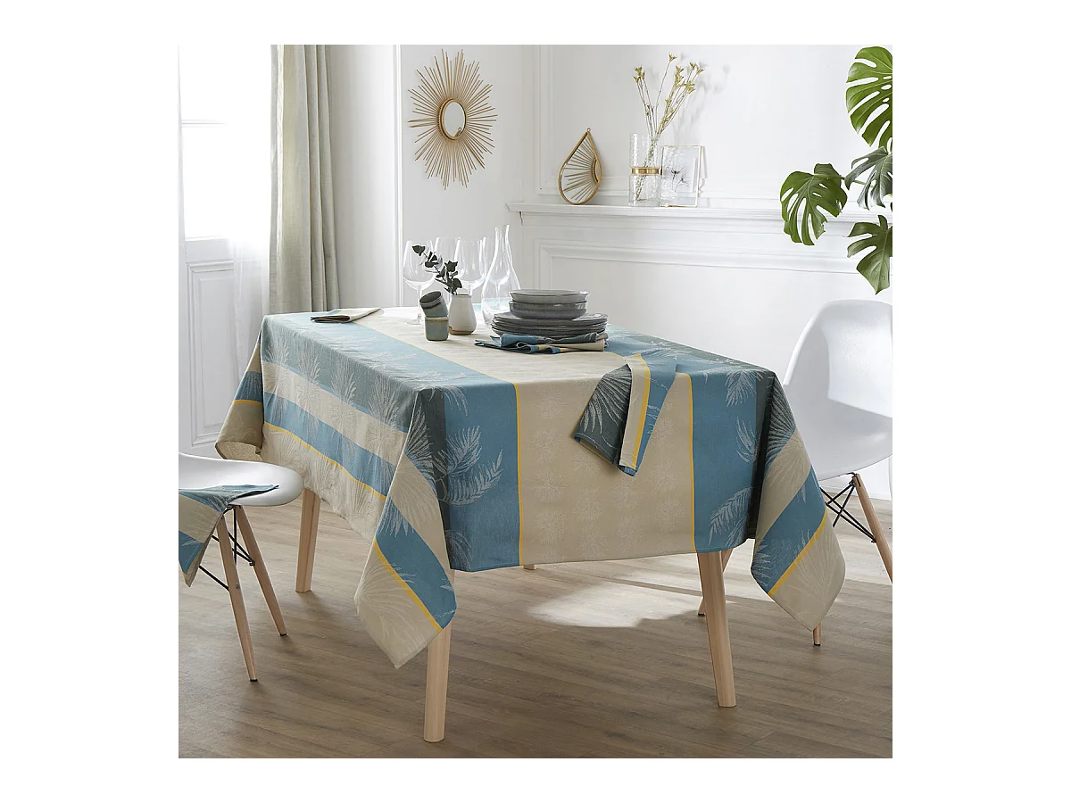Nappe carrée tropicale à jacquard enduit