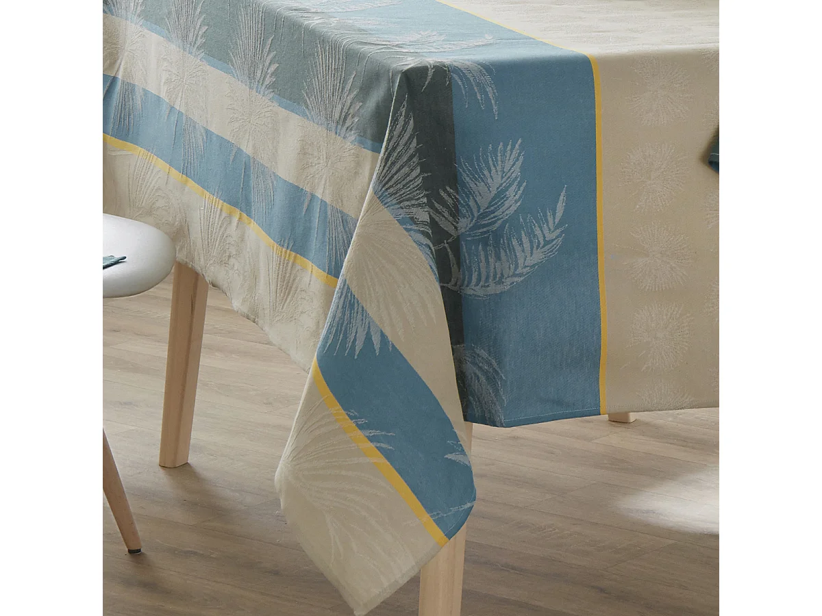 Mantel cuadrado tropical de jacquard recubierto