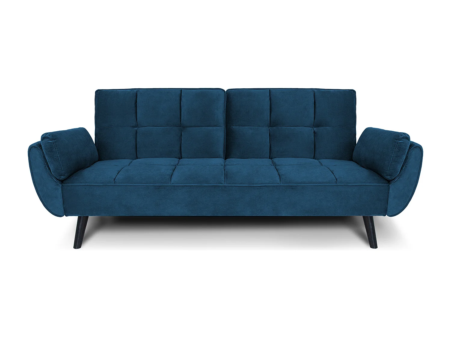 Divano letto clic clac in velluto blu piede nero mod. Ambra