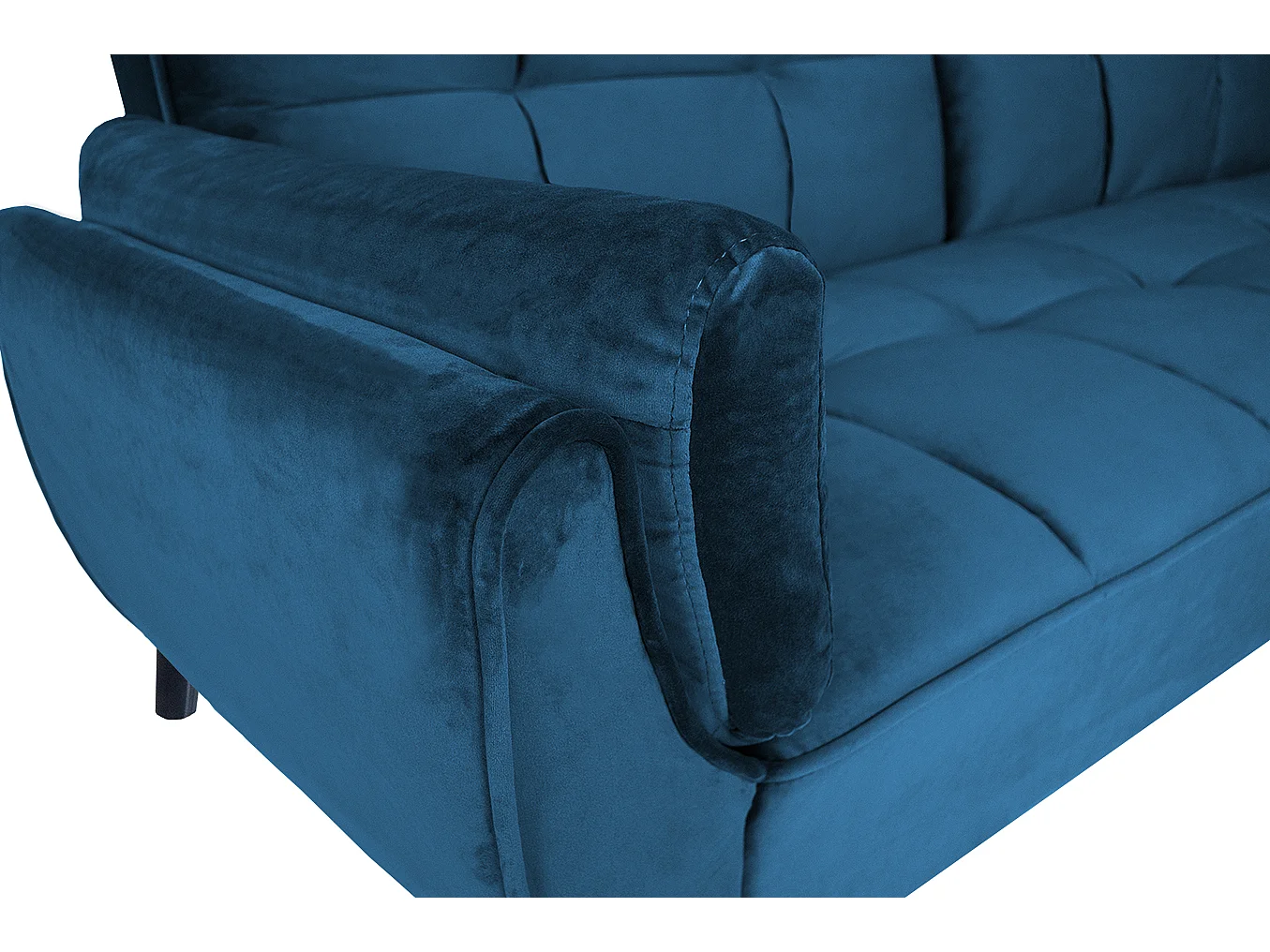 Divano letto clic clac in velluto blu piede nero mod. Ambra