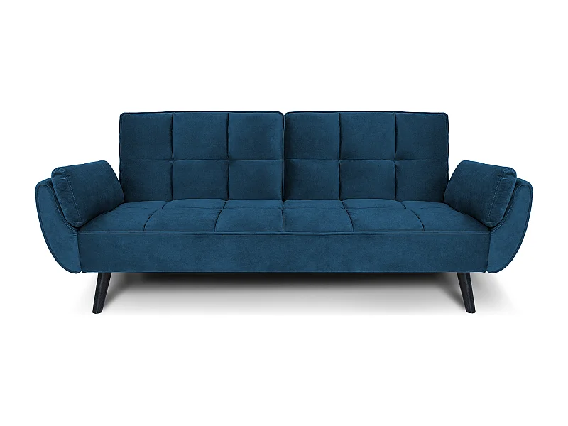 Divano letto clic clac in velluto blu piede nero mod. Ambra