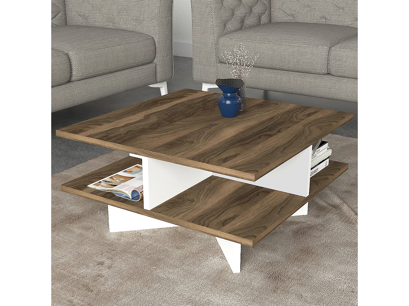 Couchtisch Hamton Walnuss Weiß