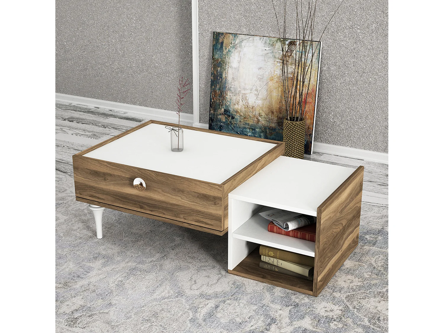 Couchtisch Destina Weiß Walnuss