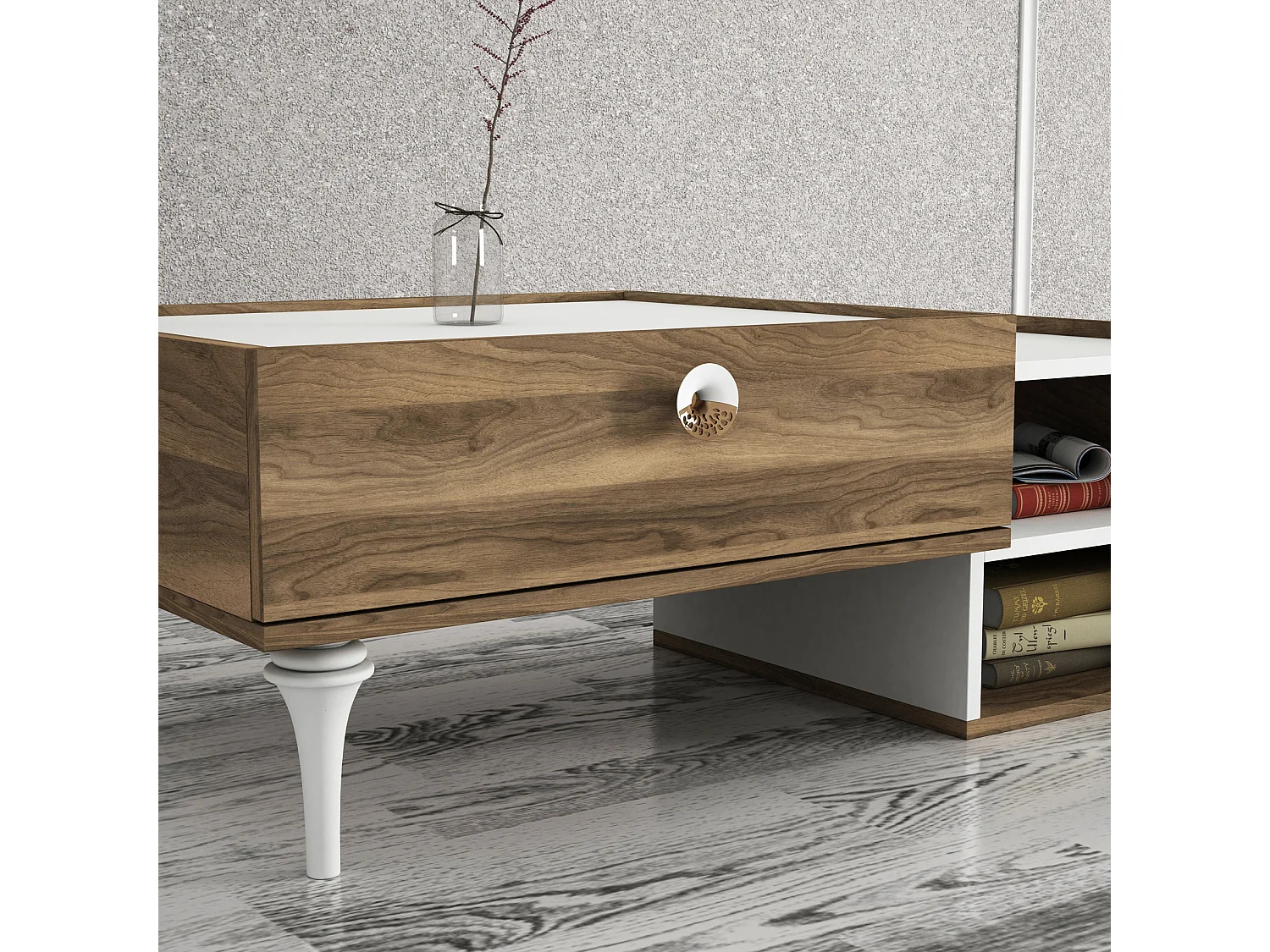 Couchtisch Destina Weiß Walnuss