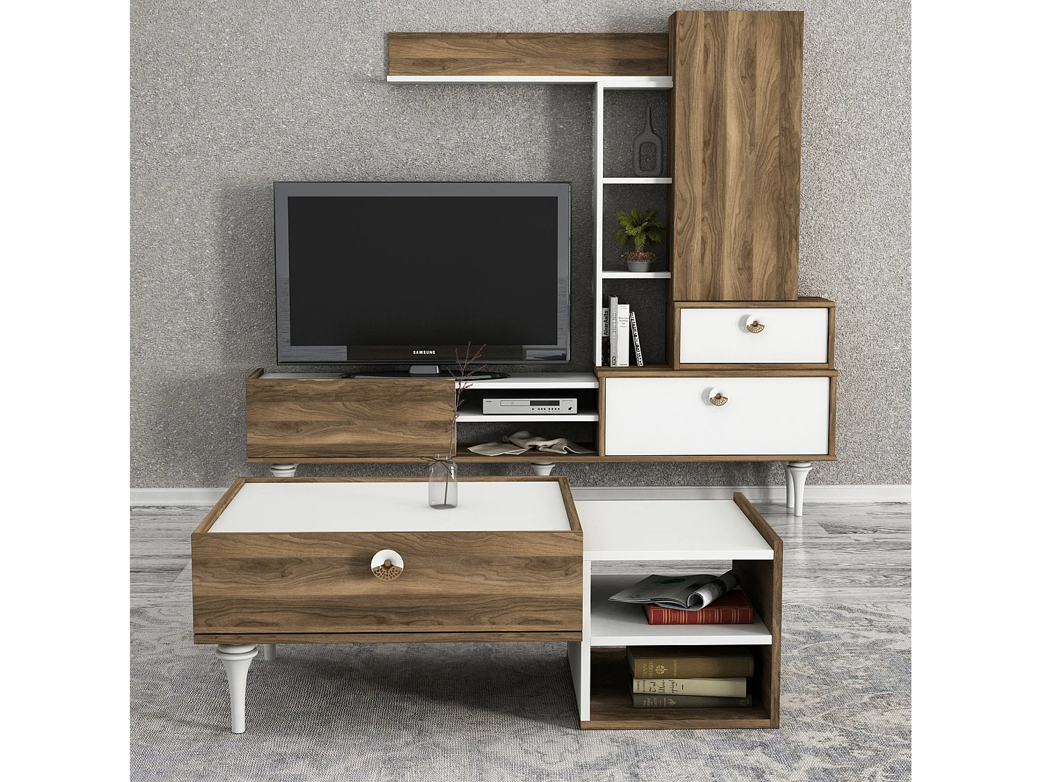 Couchtisch Destina Weiß Walnuss